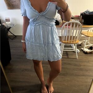 Francesca's Collections Blue Puff Sleeve Sundress